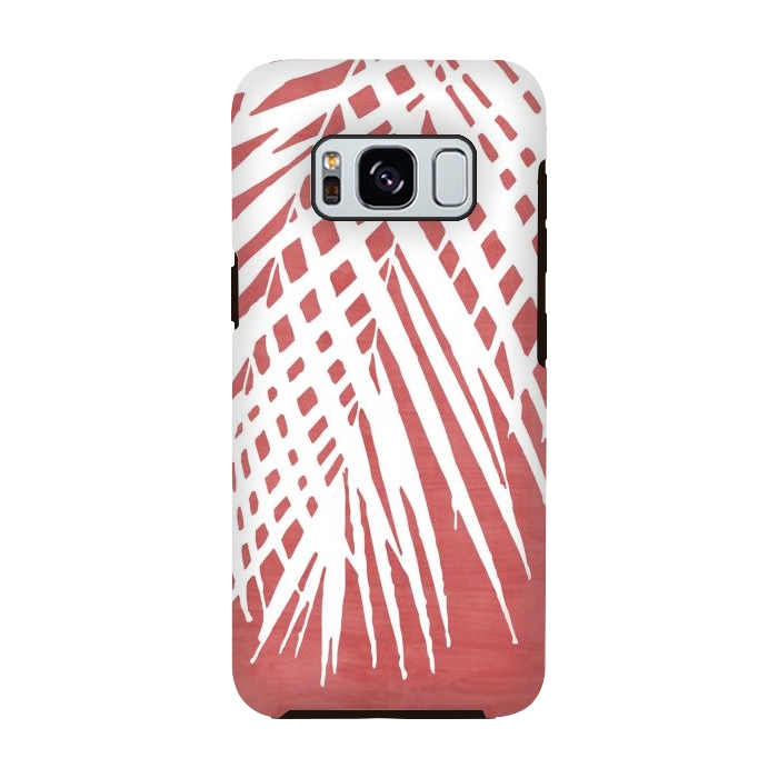 Galaxy S8 StrongFit  Palm Leaves on Red by amini54