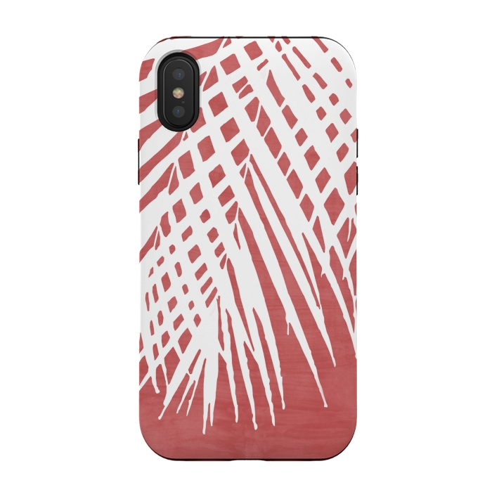 iPhone Xs / X StrongFit  Palm Leaves on Red by amini54