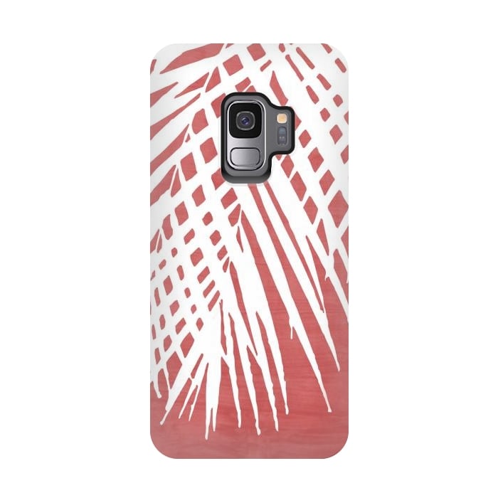 Galaxy S9 StrongFit  Palm Leaves on Red by amini54