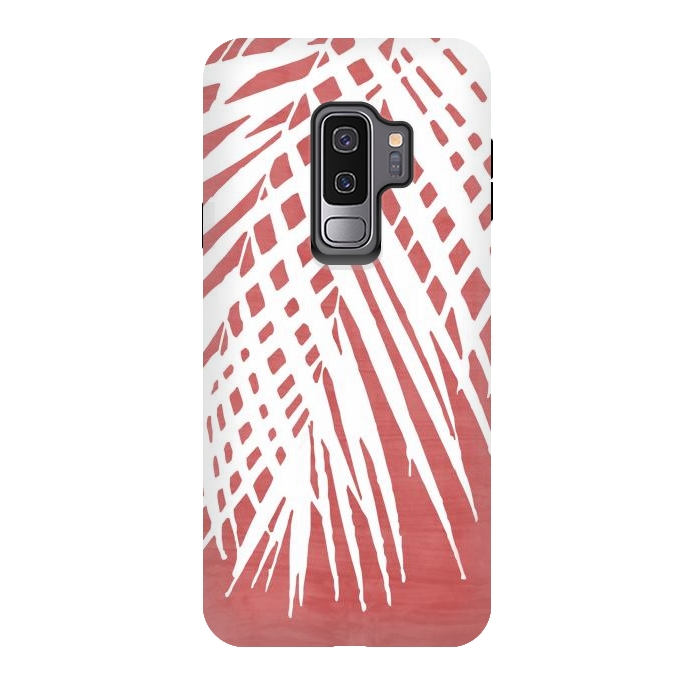 Galaxy S9 plus StrongFit  Palm Leaves on Red by amini54