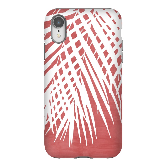 iPhone Xr StrongFit  Palm Leaves on Red by amini54