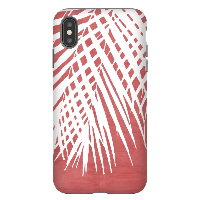 iPhone Xs Max StrongFit  Palm Leaves on Red by amini54