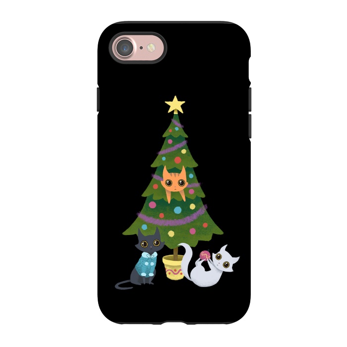 iPhone 7 StrongFit Meowy christmas by Laura Nagel