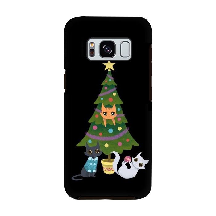 Galaxy S8 StrongFit Meowy christmas by Laura Nagel
