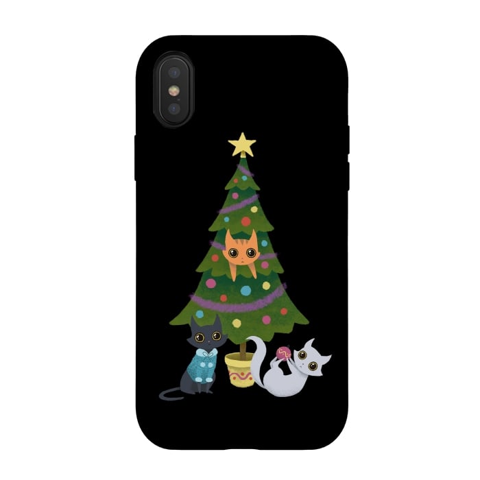 iPhone Xs / X StrongFit Meowy christmas by Laura Nagel