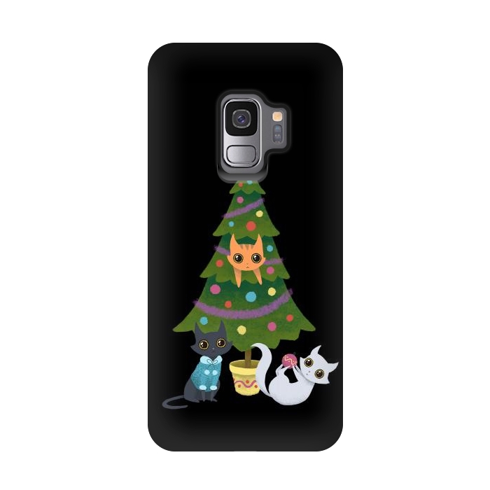 Galaxy S9 StrongFit Meowy christmas by Laura Nagel