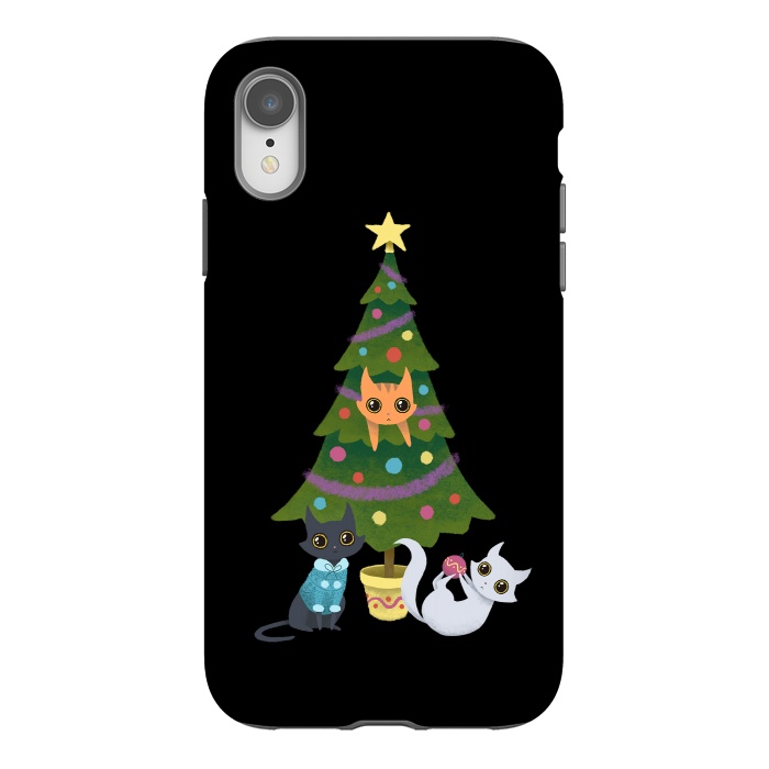 iPhone Xr StrongFit Meowy christmas by Laura Nagel