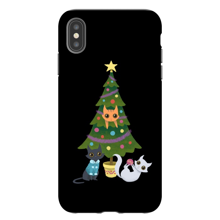 iPhone Xs Max StrongFit Meowy christmas by Laura Nagel