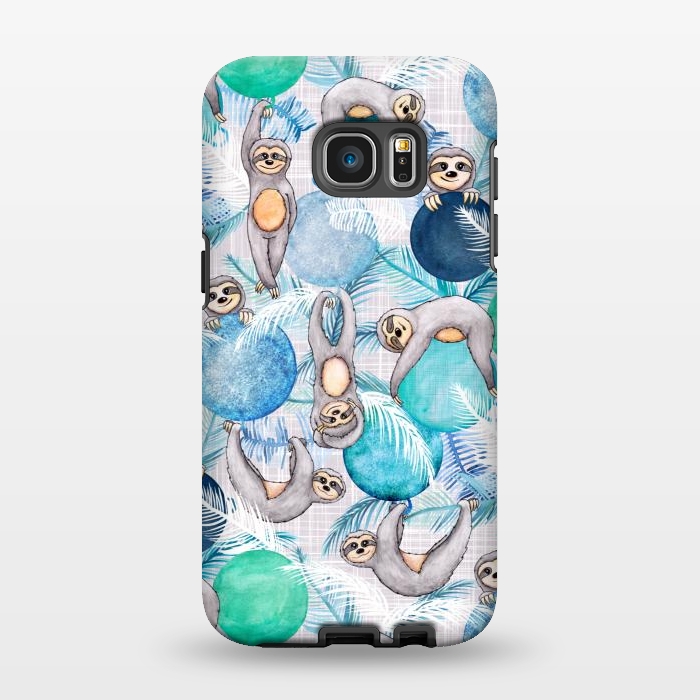 Galaxy S7 EDGE StrongFit Tropical Christmas Sloth Party by gingerlique