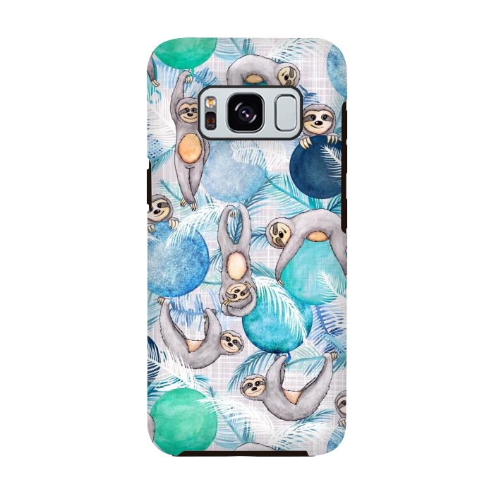 Galaxy S8 StrongFit Tropical Christmas Sloth Party by gingerlique