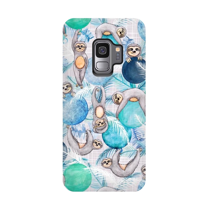 Galaxy S9 StrongFit Tropical Christmas Sloth Party by gingerlique