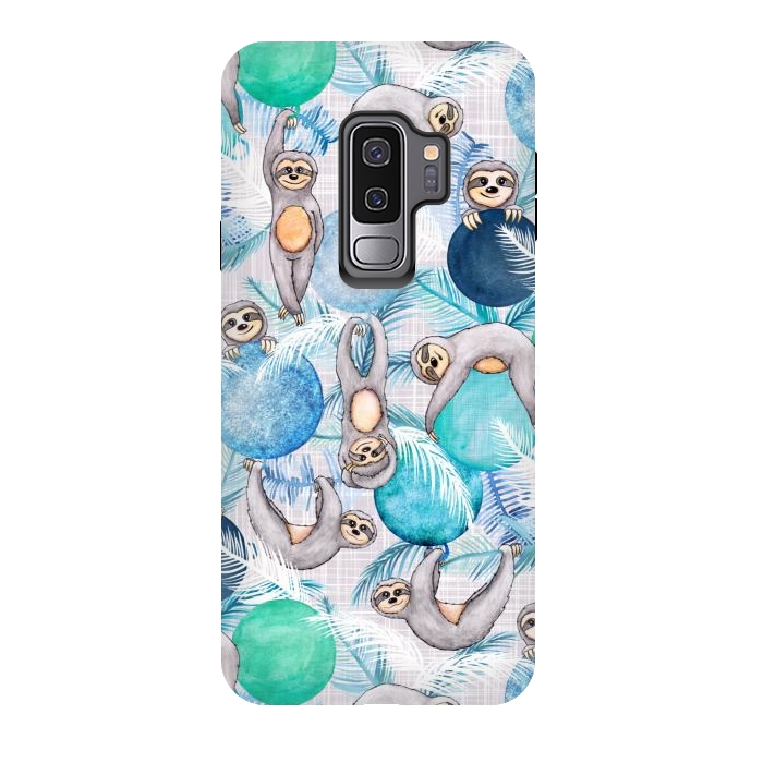 Galaxy S9 plus StrongFit Tropical Christmas Sloth Party by gingerlique
