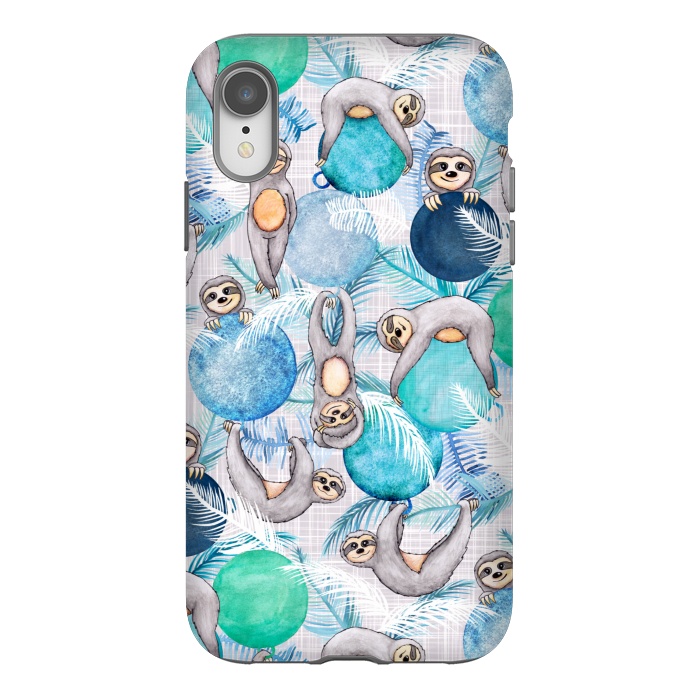 iPhone Xr StrongFit Tropical Christmas Sloth Party by gingerlique