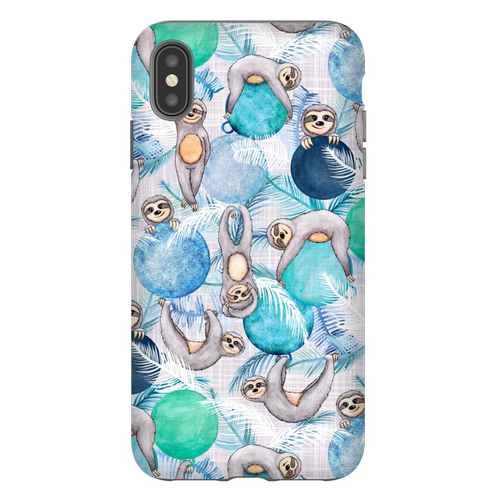 iPhone Xs Max StrongFit Tropical Christmas Sloth Party by gingerlique