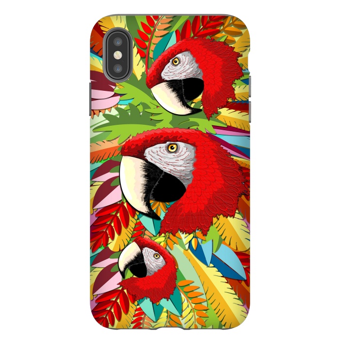 iPhone Xs Max StrongFit Macaw Parrot Paper Craft Digital Art by BluedarkArt
