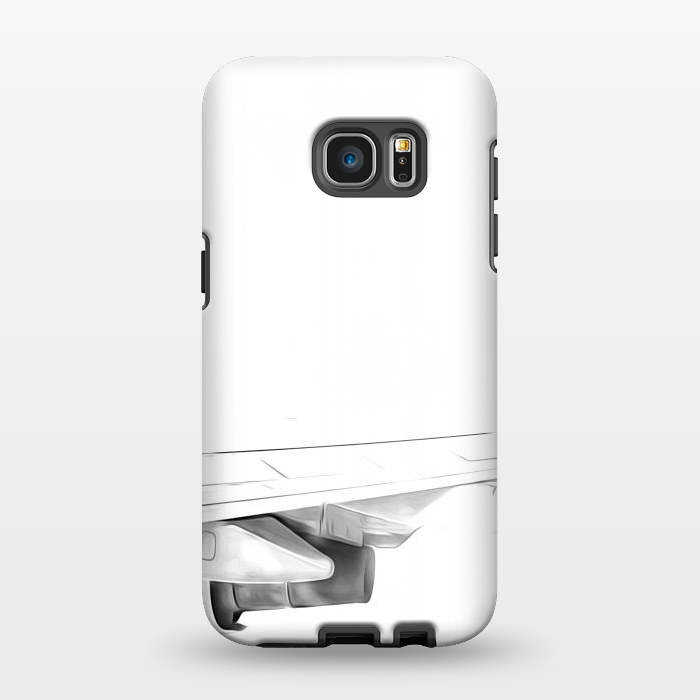 Galaxy S7 EDGE StrongFit Black and White Airplane by Alemi