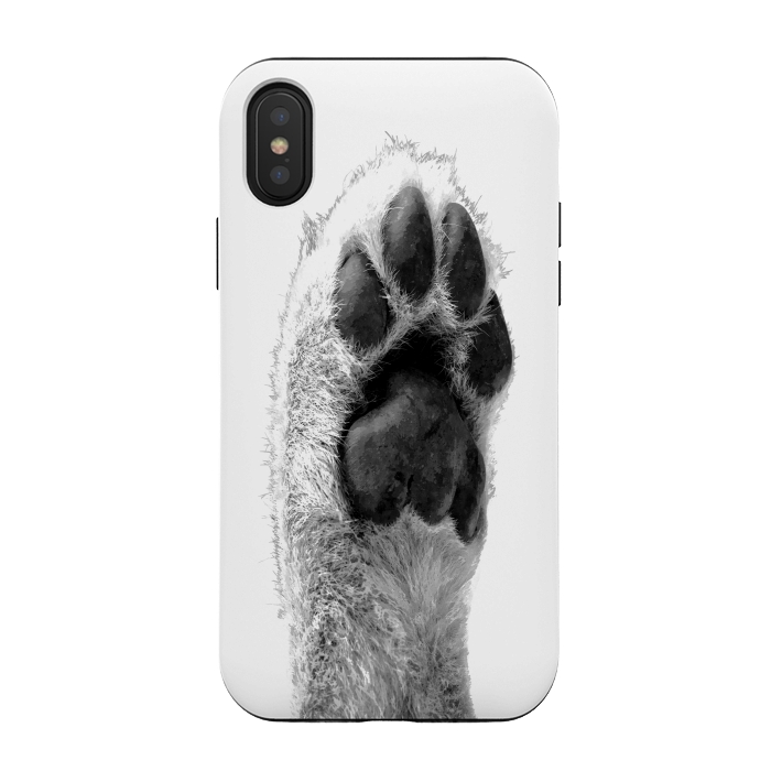 iPhone Xs / X StrongFit Black and White Dog Paw by Alemi