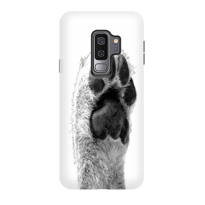 Galaxy S9 plus StrongFit Black and White Dog Paw by Alemi