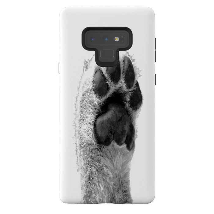 Galaxy Note 9 StrongFit Black and White Dog Paw by Alemi