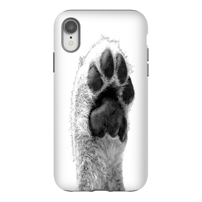 iPhone Xr StrongFit Black and White Dog Paw by Alemi