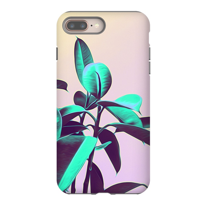 iPhone 7 plus StrongFit Iridescent Green Leaves by Alemi