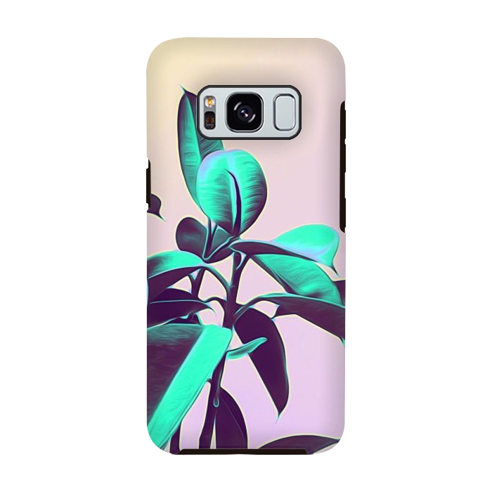 Galaxy S8 StrongFit Iridescent Green Leaves by Alemi