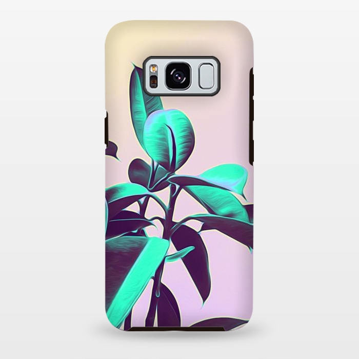 Galaxy S8 plus StrongFit Iridescent Green Leaves by Alemi