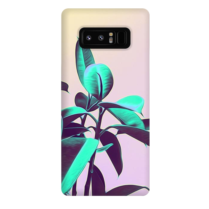 Galaxy Note 8 StrongFit Iridescent Green Leaves by Alemi