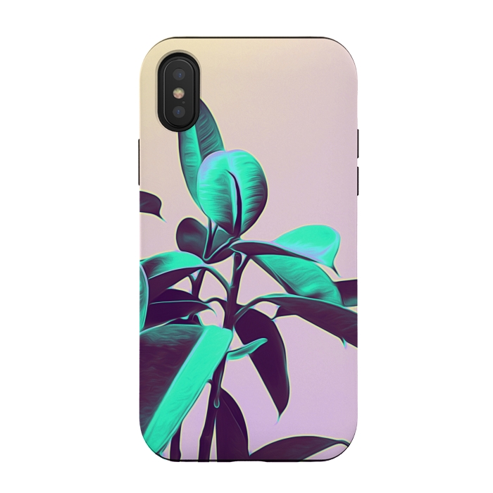 iPhone Xs / X StrongFit Iridescent Green Leaves by Alemi
