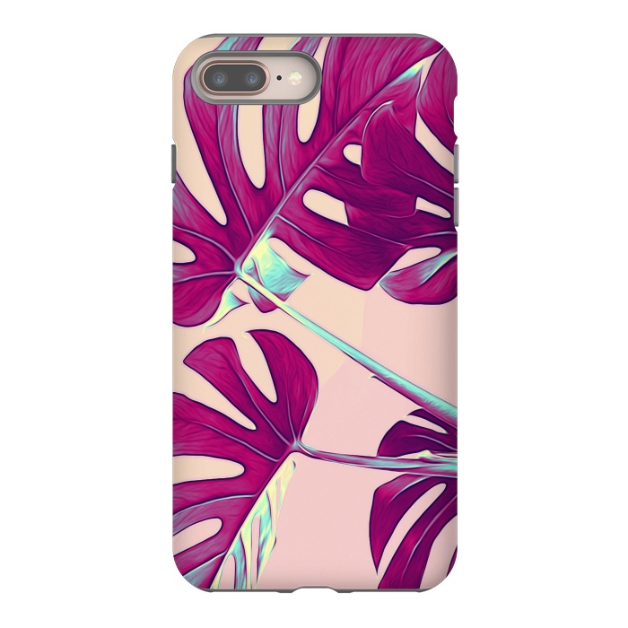 iPhone 7 plus StrongFit Violet Monstera Leaves by Alemi
