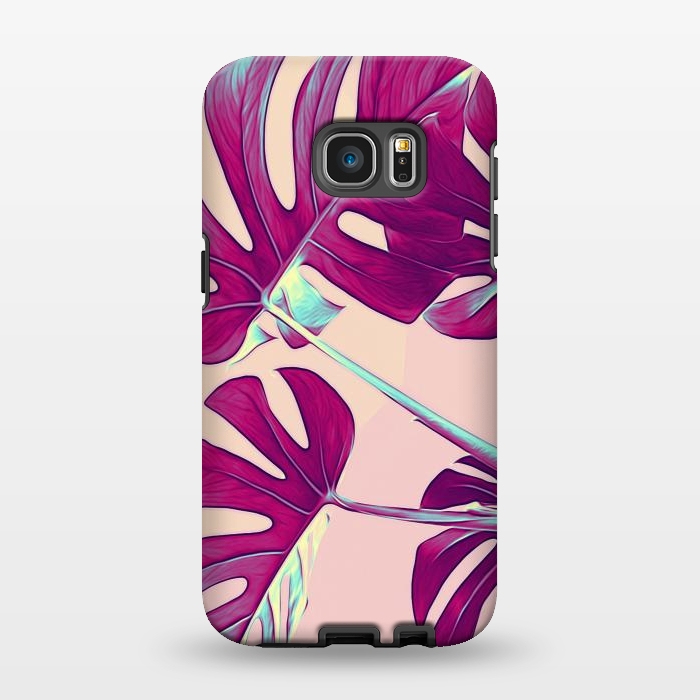 Galaxy S7 EDGE StrongFit Violet Monstera Leaves by Alemi