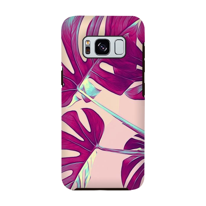 Galaxy S8 StrongFit Violet Monstera Leaves by Alemi