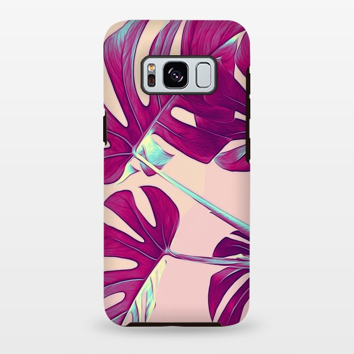 Galaxy S8 plus StrongFit Violet Monstera Leaves by Alemi