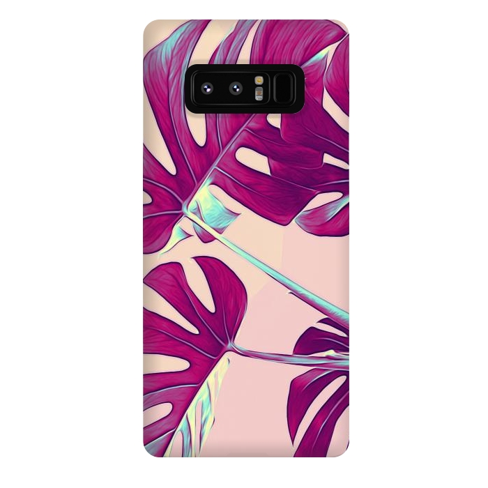Galaxy Note 8 StrongFit Violet Monstera Leaves by Alemi