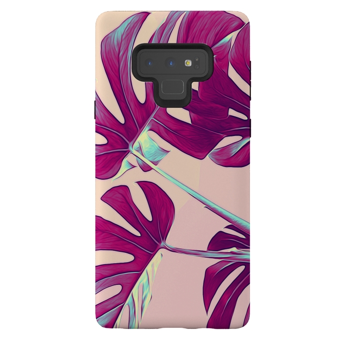 Galaxy Note 9 StrongFit Violet Monstera Leaves by Alemi