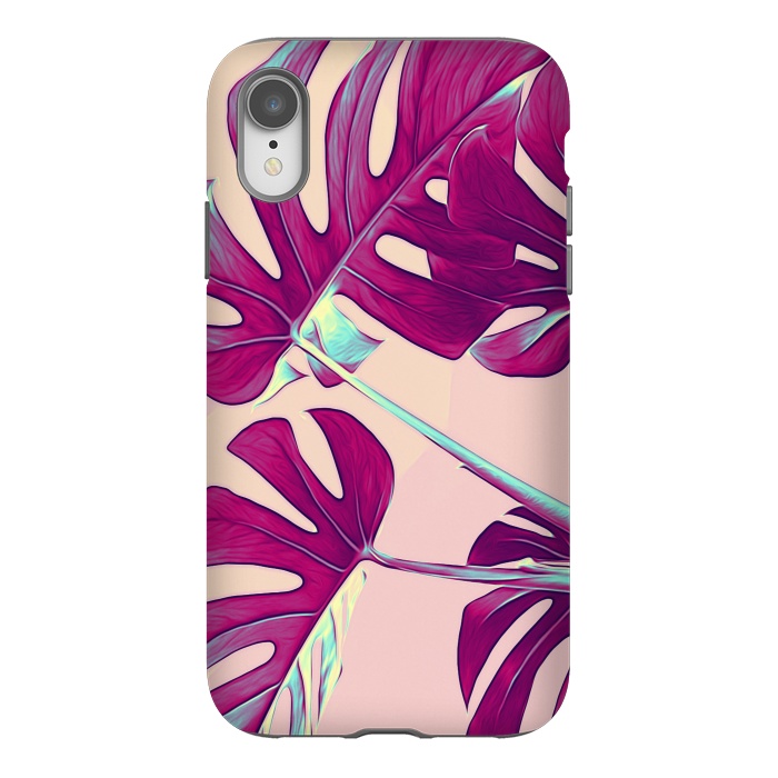 iPhone Xr StrongFit Violet Monstera Leaves by Alemi
