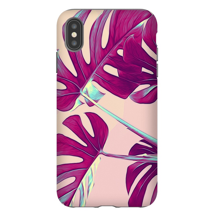 iPhone Xs Max StrongFit Violet Monstera Leaves by Alemi