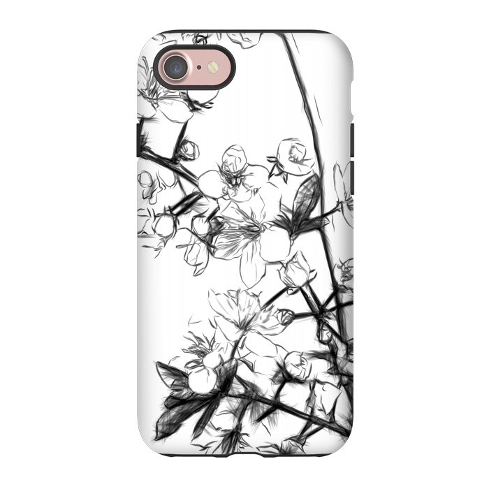 iPhone 7 StrongFit Cherry Blossoms Minimal Drawing by Alemi