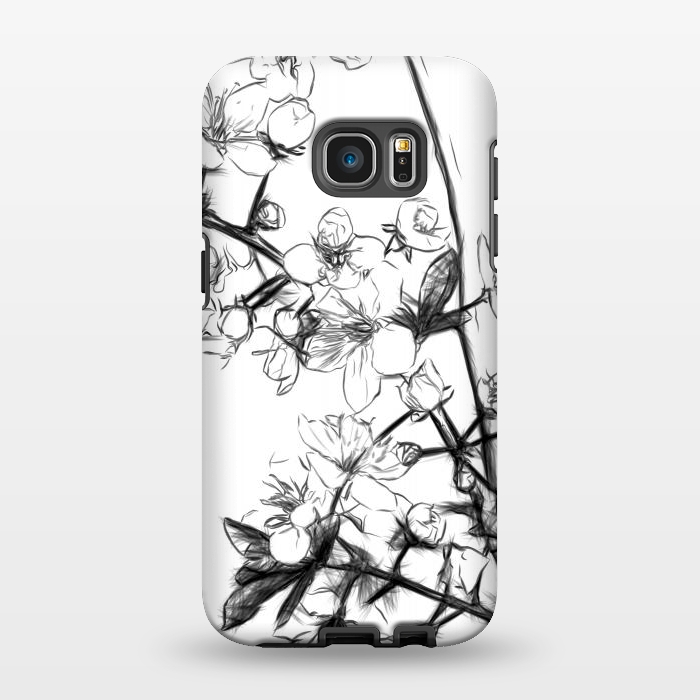 Galaxy S7 EDGE StrongFit Cherry Blossoms Minimal Drawing by Alemi