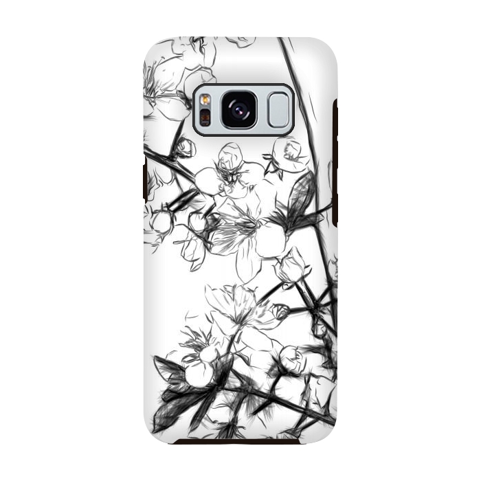 Galaxy S8 StrongFit Cherry Blossoms Minimal Drawing by Alemi