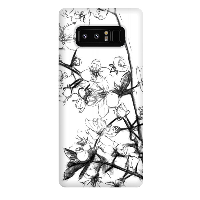 Galaxy Note 8 StrongFit Cherry Blossoms Minimal Drawing by Alemi