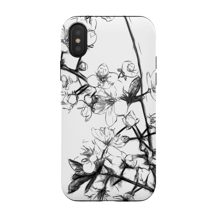 iPhone Xs / X StrongFit Cherry Blossoms Minimal Drawing by Alemi