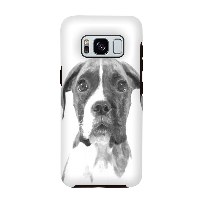 Galaxy S8 StrongFit Black and White Boxer Dog by Alemi