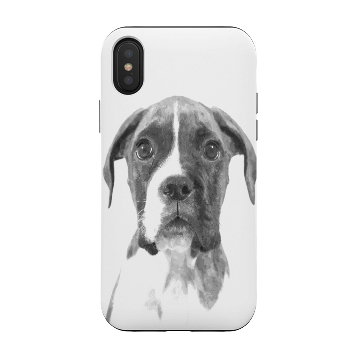 iPhone Xs / X StrongFit Black and White Boxer Dog by Alemi