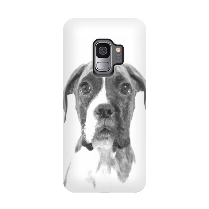 Galaxy S9 StrongFit Black and White Boxer Dog by Alemi
