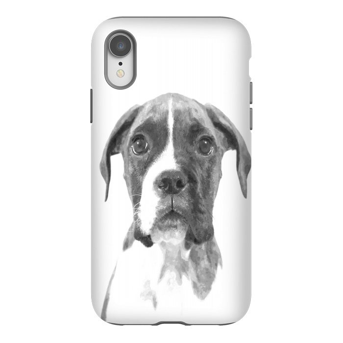 iPhone Xr StrongFit Black and White Boxer Dog by Alemi