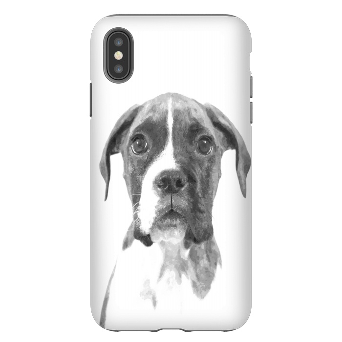 iPhone Xs Max StrongFit Black and White Boxer Dog by Alemi