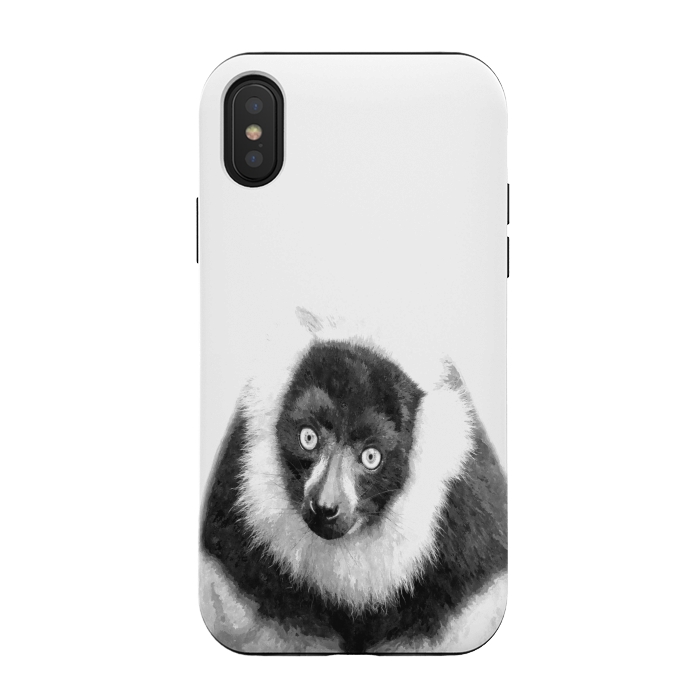 iPhone Xs / X StrongFit Black and White Lemur by Alemi