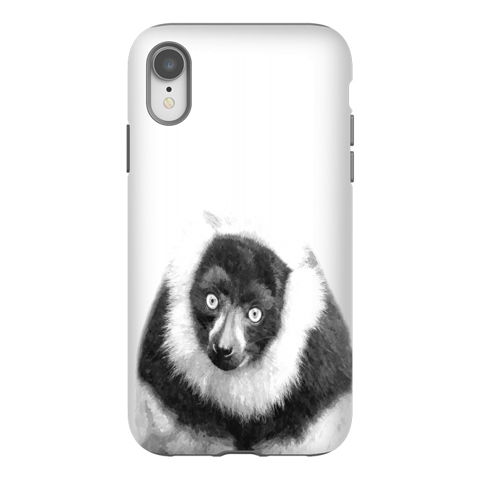 iPhone Xr StrongFit Black and White Lemur by Alemi