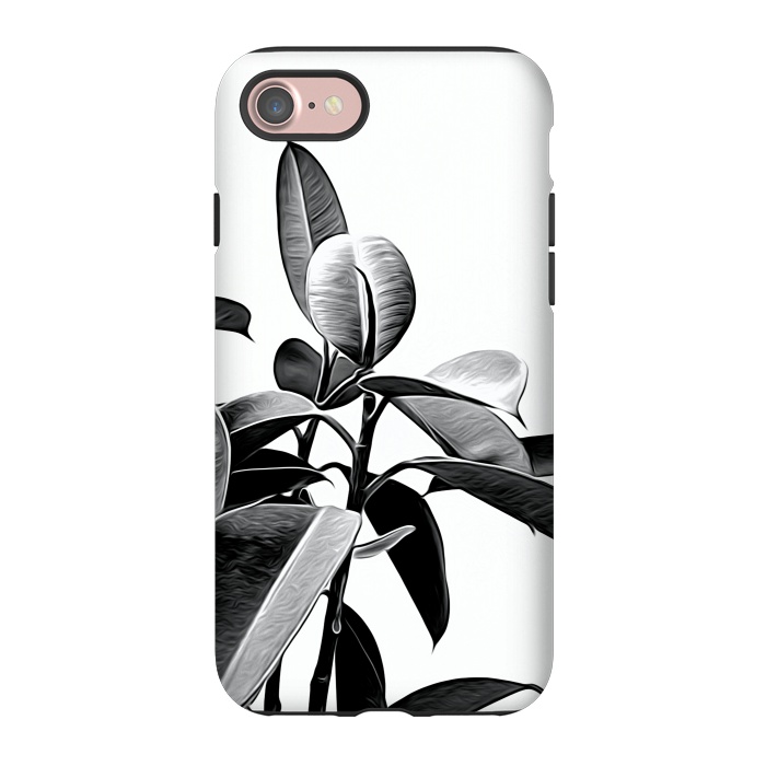 iPhone 7 StrongFit Black and White Leaves by Alemi